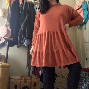 Tiered mineral wash sweatshirt dress